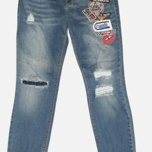 Sneak Peek Distressed Denim with Colorful Patches